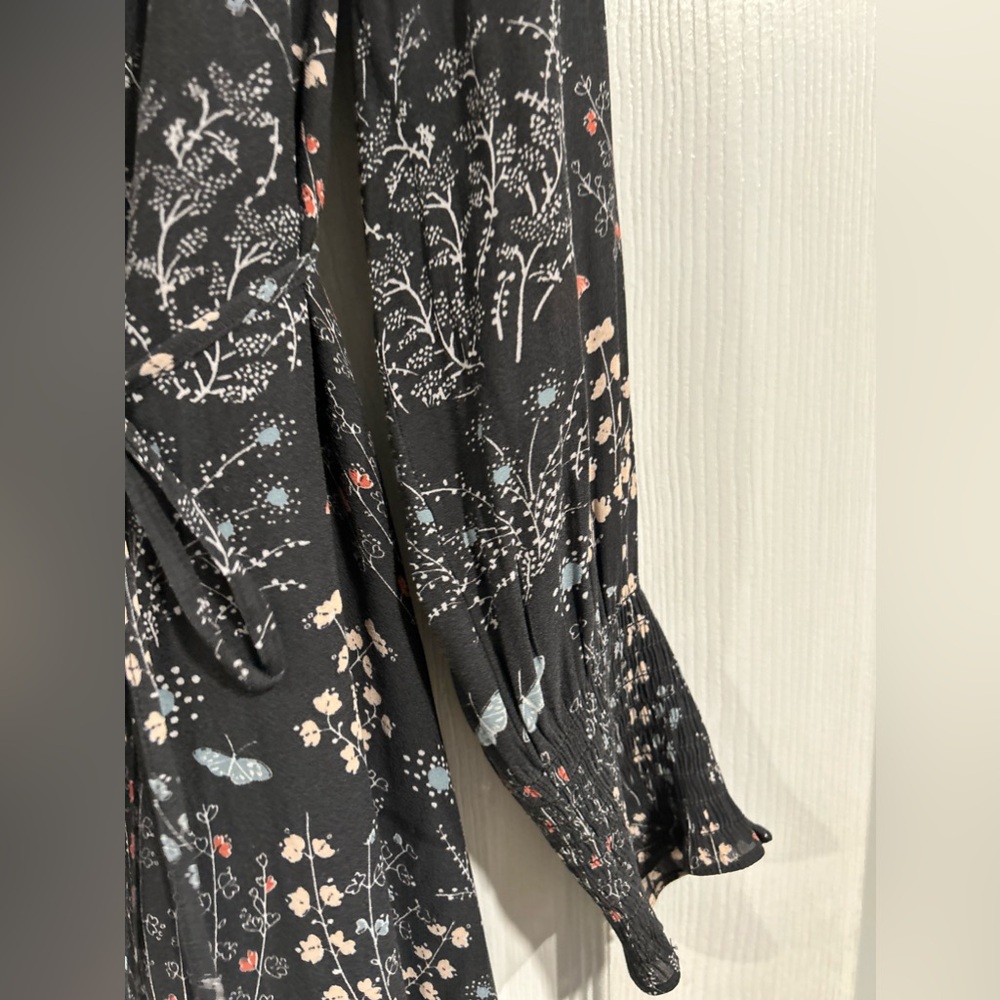 Loft Womens Size Medium Long Sleeve Dress Trapeze Flare Multicolored Lining - Picture 3 of 5